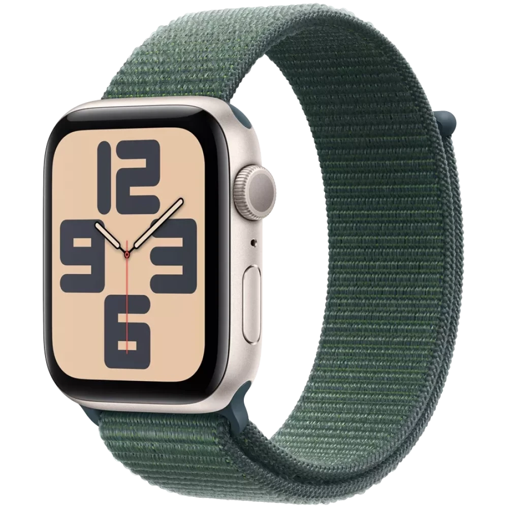 Apple Watch SE 2 (2024) GPS 40mm Starlight Aluminium Case with Lake Green Sport Loop Band - (MXEH3) - фото