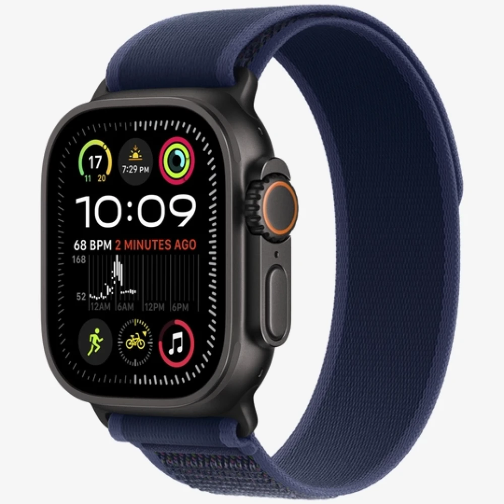 Apple Watch Ultra 2 2024 GPS + Cellular 49mm Black Titanium Case with Blue Trail Loop - M/L (MYQ83) - фото