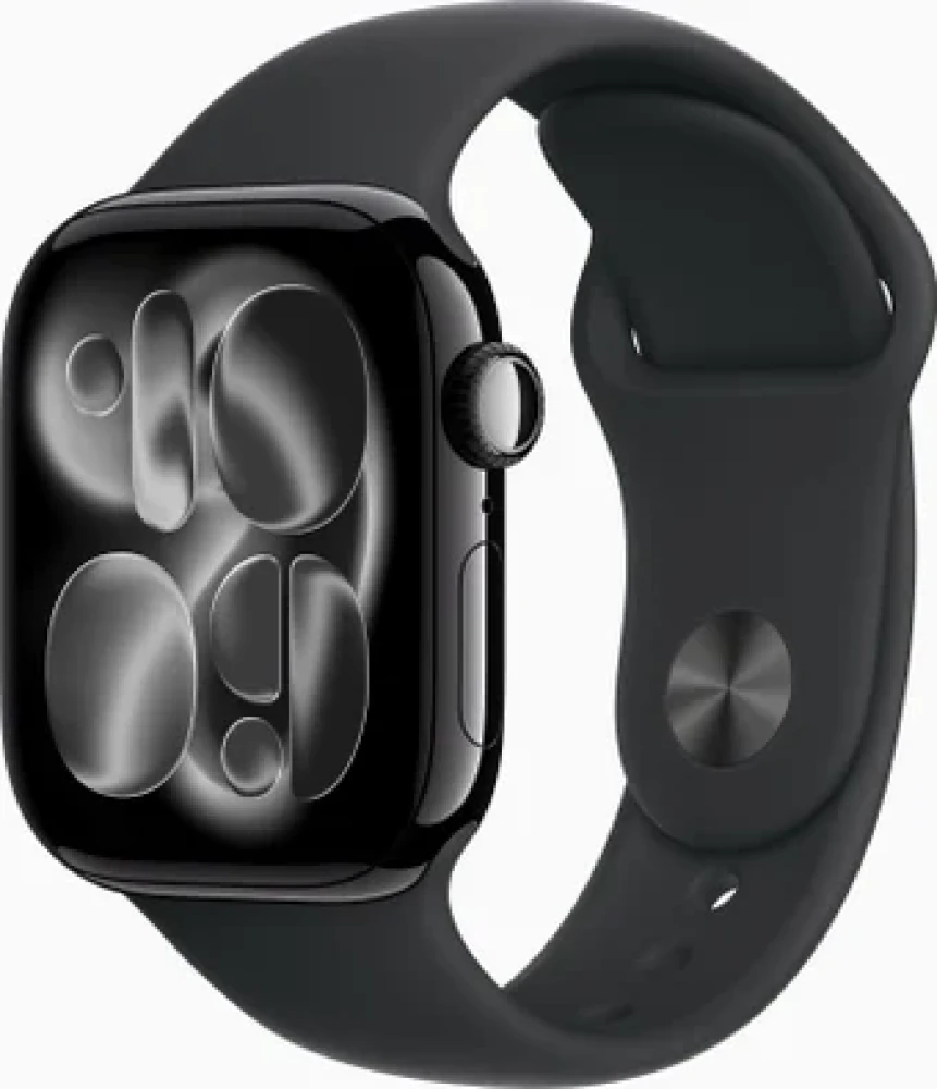 Умные часы Apple Watch Series 11 46 мм (алюминиевый корпус, черный/черный, спортивный силиконовый ремешок M/L) - фото