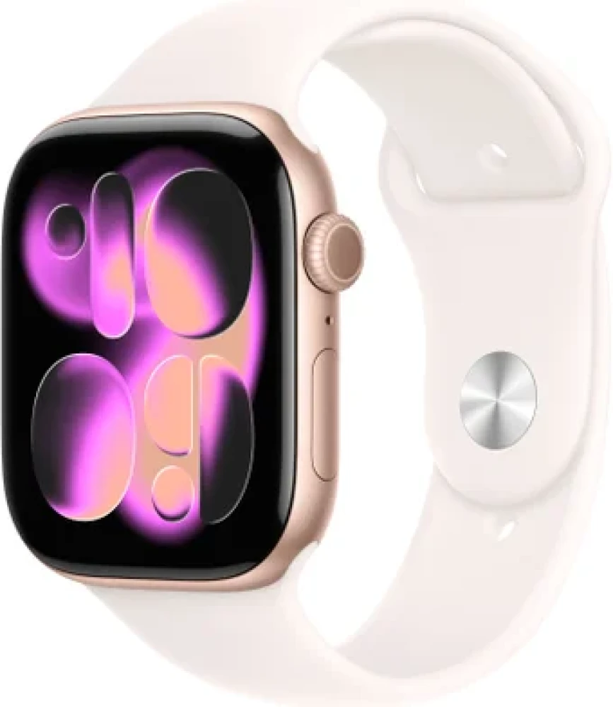 Умные часы Apple Watch Series 11 46 мм (алюминиевый корпус, розовое золото/легкие румяна, спортивный силиконовый ремешок S/M) - фото