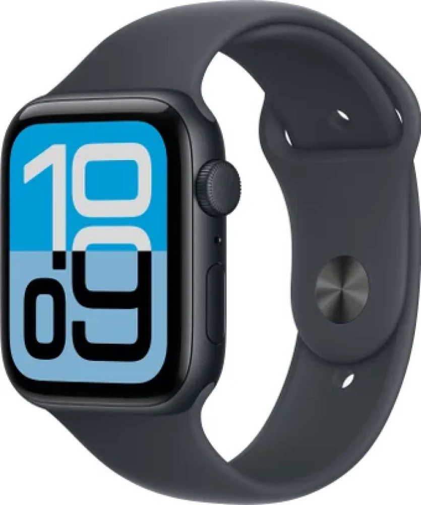 Умные часы Apple Watch SE 3 44 мм (алюминиевый корпус, полуночный/полуночный, спортивный силиконовый ремешок M/L) - фото