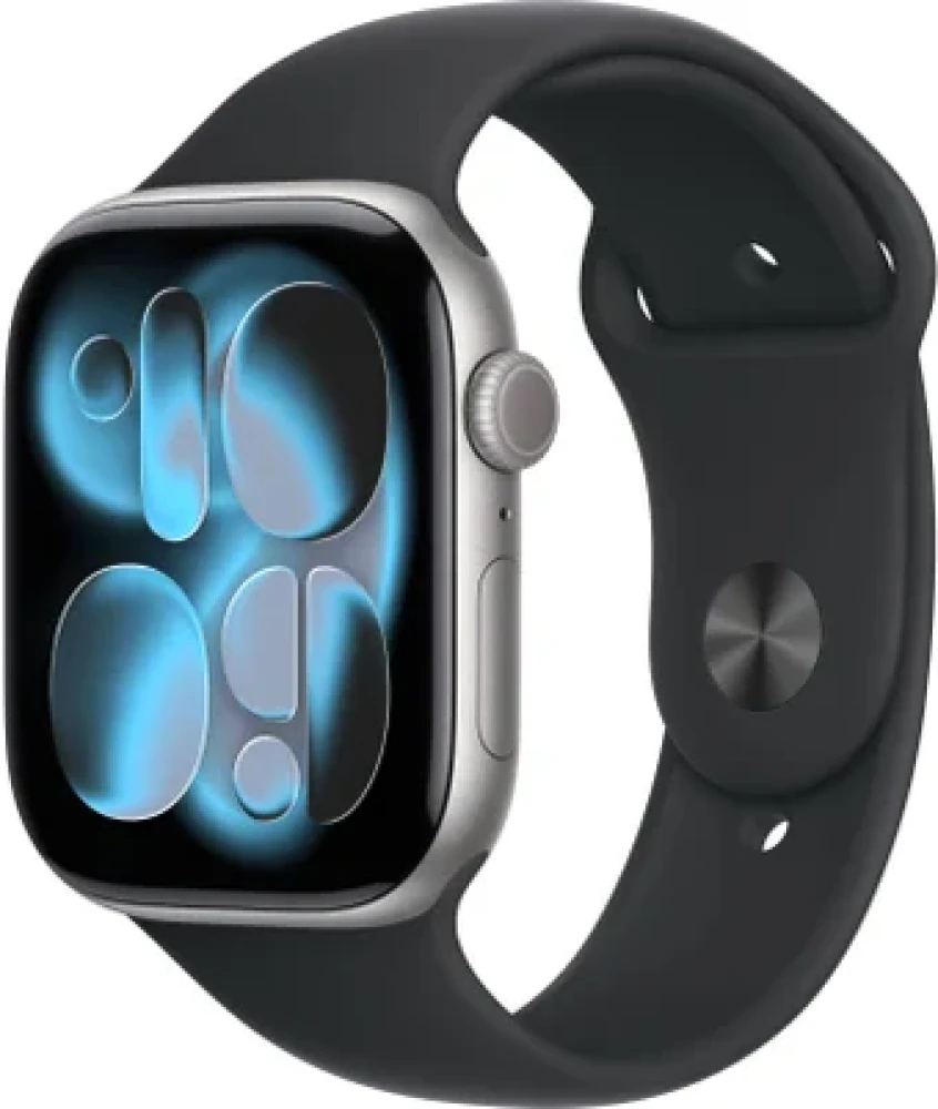мные часы Apple Watch Series 11 46 мм (алюминиевый корпус, космический серый/черный, спортивный силиконовый ремешок M/L) - фото