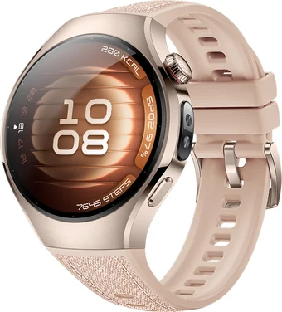 Умные часы Huawei Watch 5 42 мм (песочный, с бежевым силиконовым ремешком, международная версия) - фото