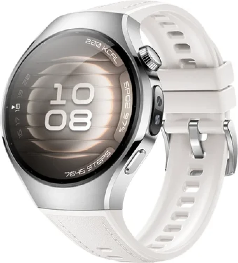 Умные часы Huawei Watch 5 42 мм (серебристый, с белым силиконовым ремешком, международная версия) - фото