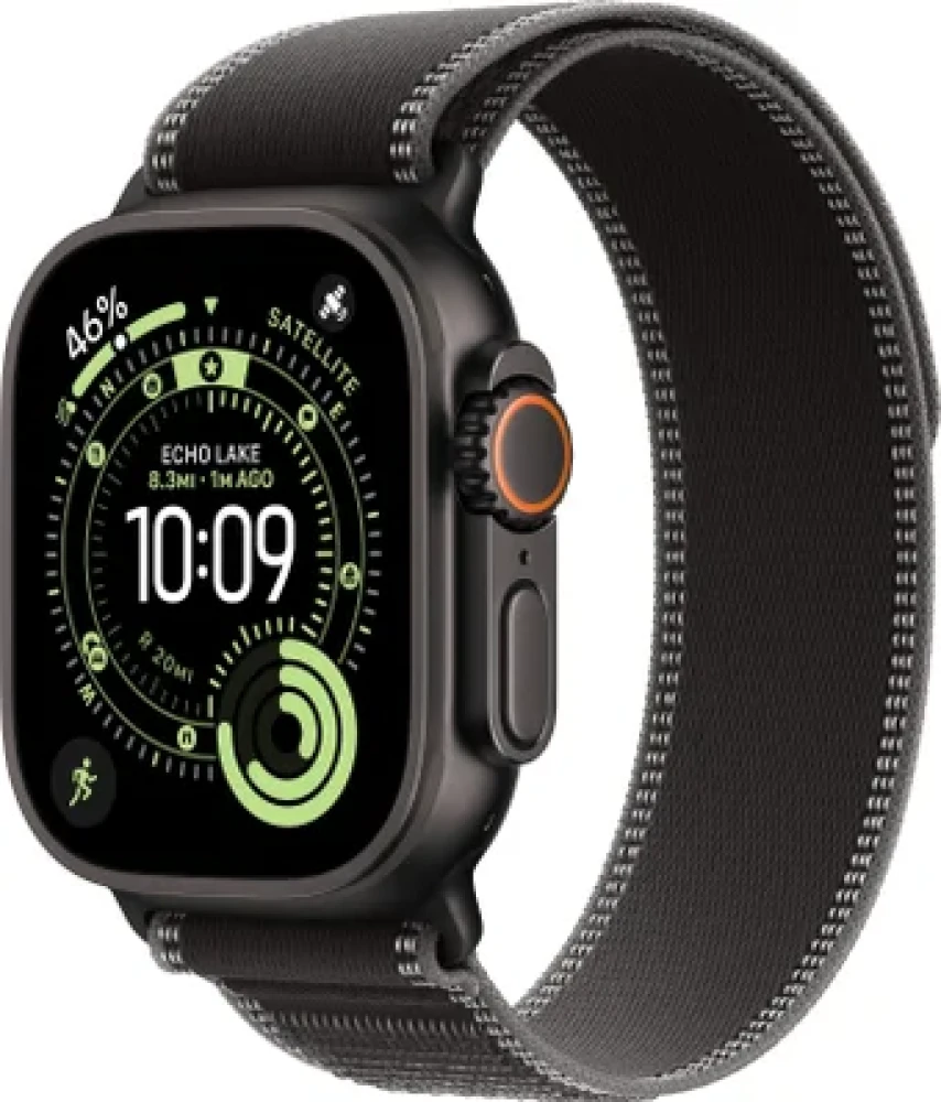Умные часы Apple Watch Ultra 3 LTE 49 мм (титановый корпус, черный/черный, нейлоновый ремешок размера M/L) - фото