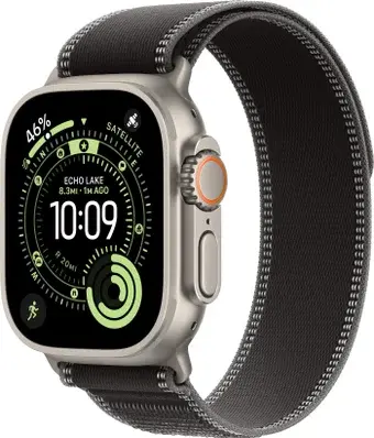 Умные часы Apple Watch Ultra 3 LTE 49 мм (титановый корпус, природный/черный, нейлоновый ремешок размера S/M) - фото