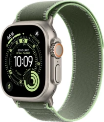 Умные часы Apple Watch Ultra 3 LTE 49 мм (титановый корпус, природный/зеленый, нейлоновый ремешок размера M/L) - фото, картинка Умные часы Apple Watch Ultra 3 LTE 49 мм (титановый корпус, природный/зеленый, нейлоновый ремешок размера M/L) - фото